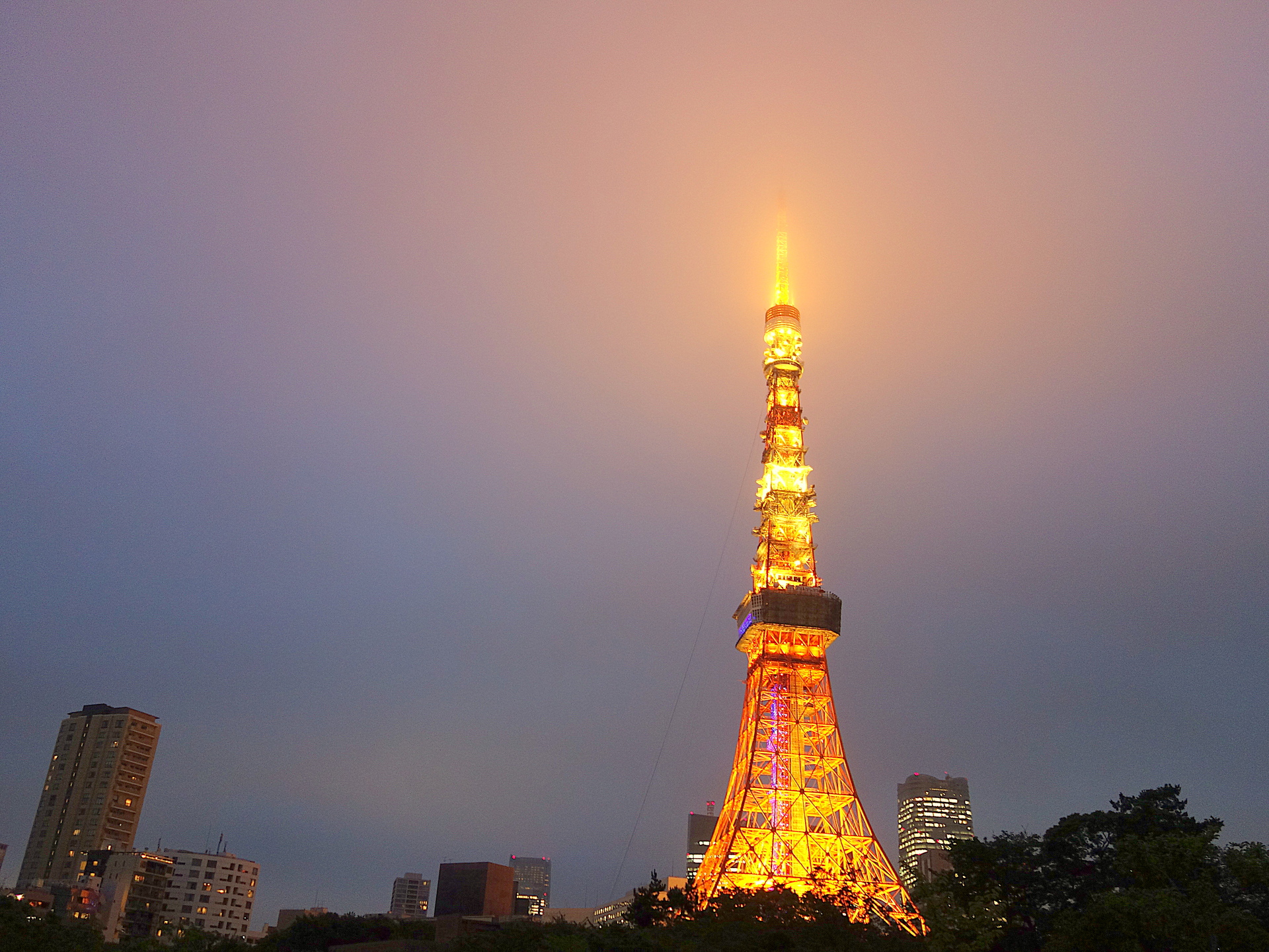 夜景 花火 イルミ 芝公園から東京タワーを望む 壁紙19x1440 壁紙館