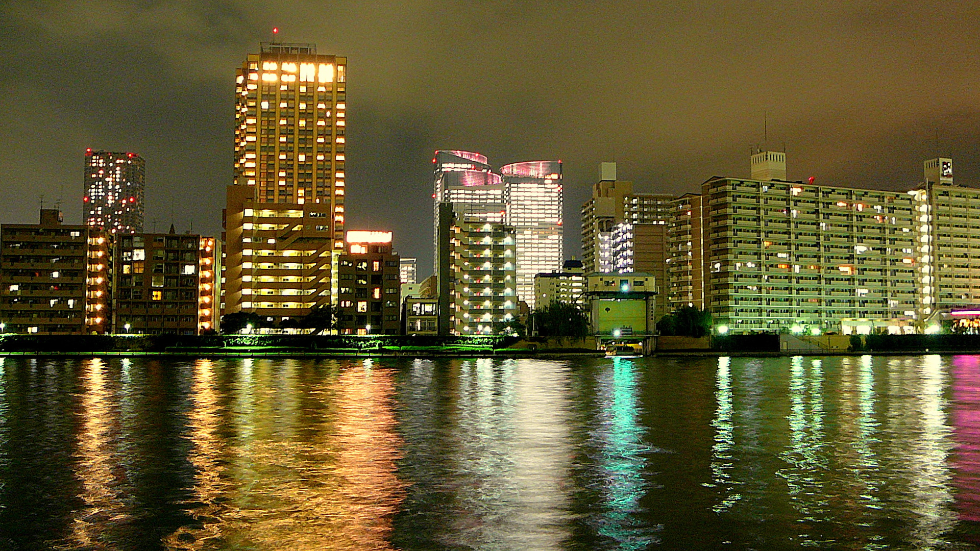 夜景 花火 イルミ 隅田川の夜景 壁紙19x1080 壁紙館