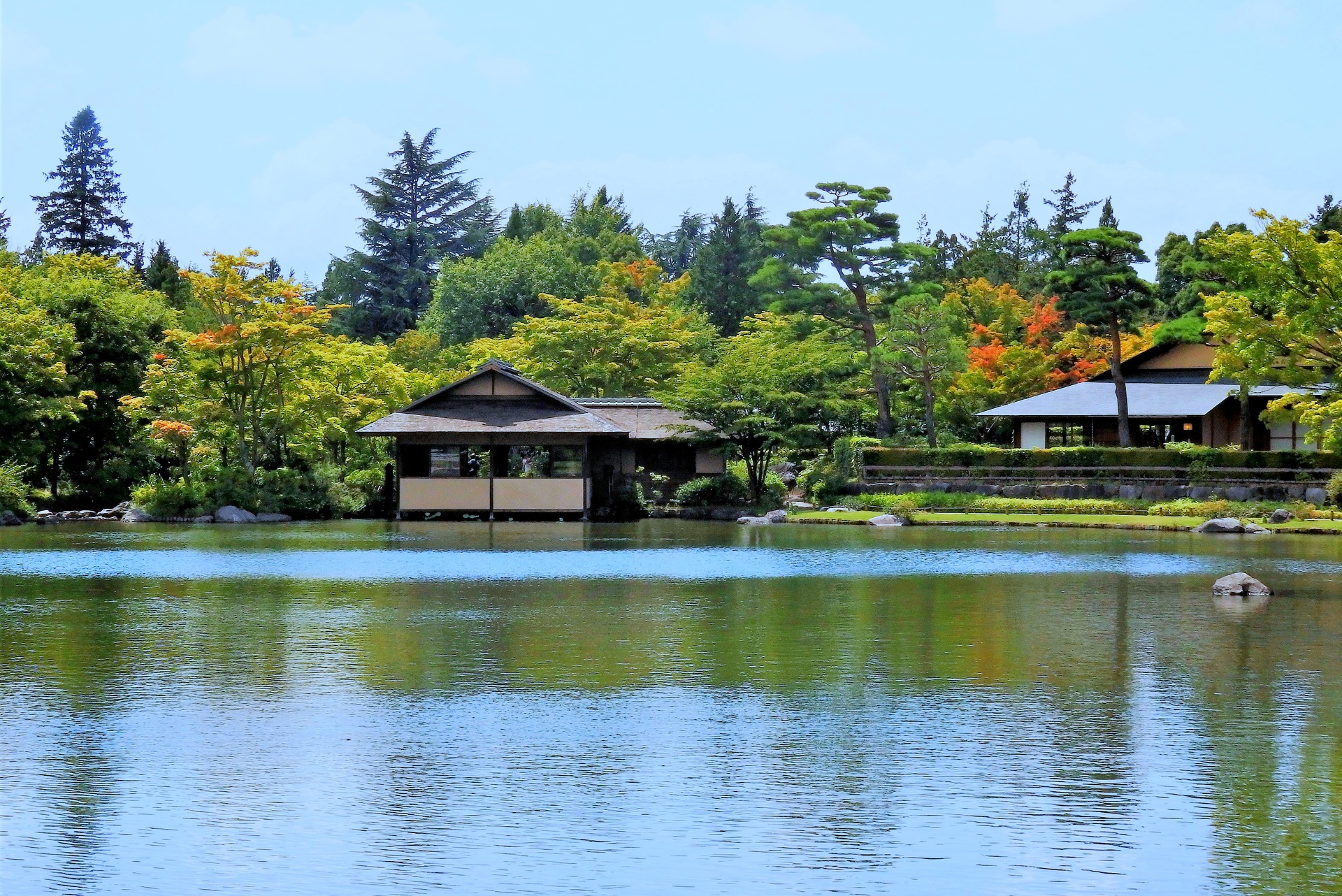 日本の風景 日本庭園水辺の風景 壁紙19x12 壁紙館