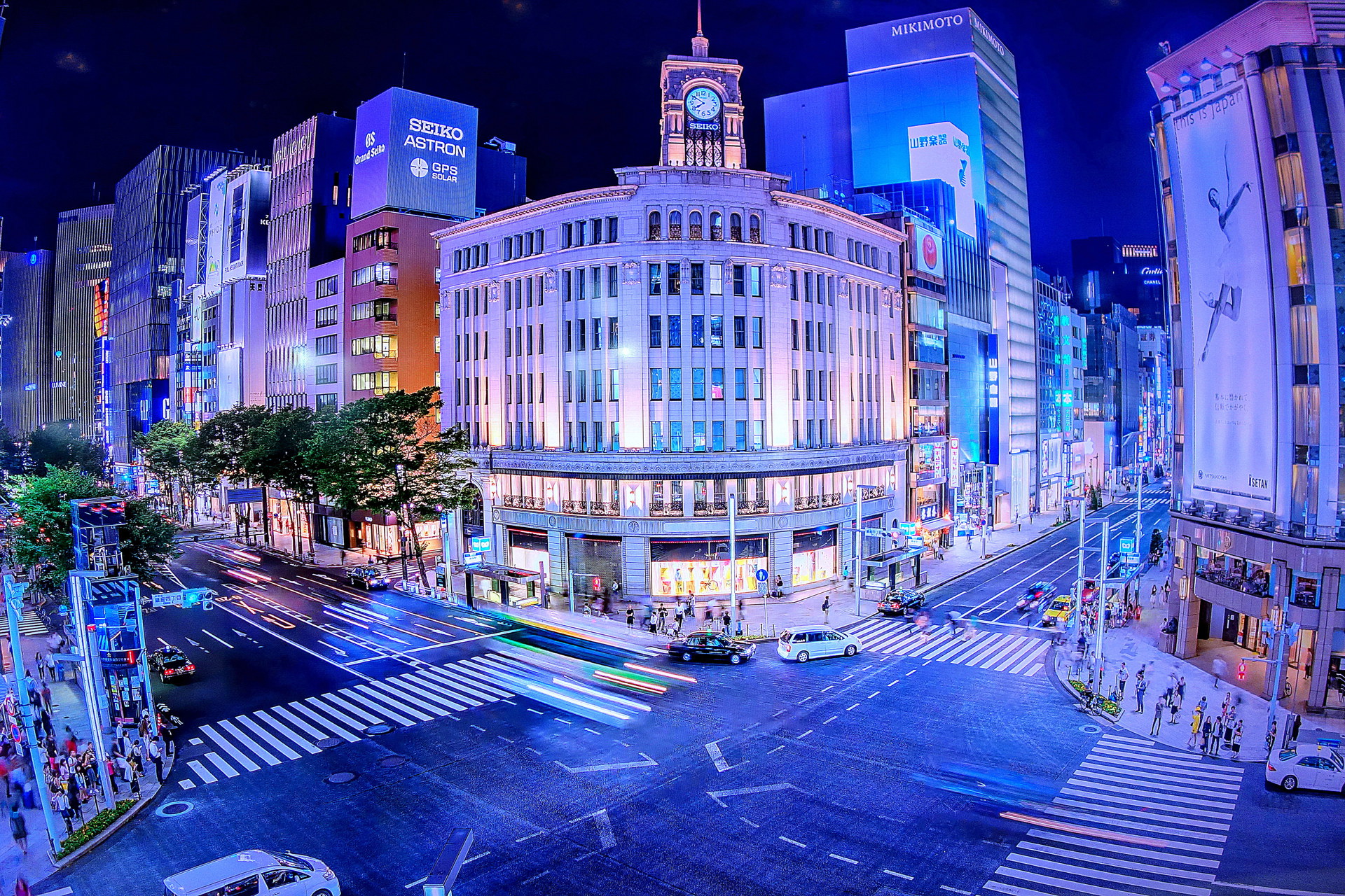 夜景 花火 イルミ 銀座和光 壁紙19x1280 壁紙館