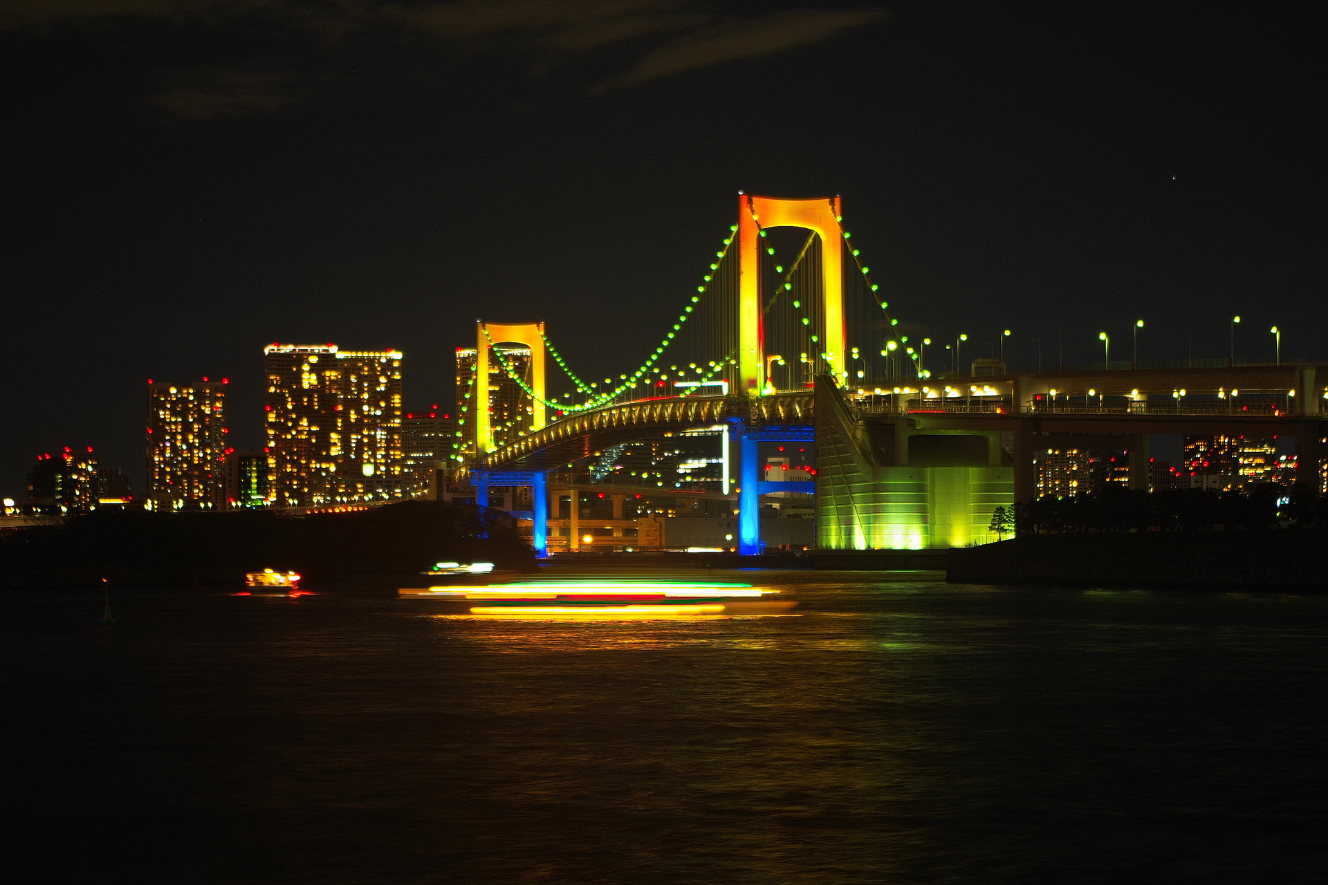 夜景 花火 イルミ レインボーブリッジ 壁紙19x1280 壁紙館