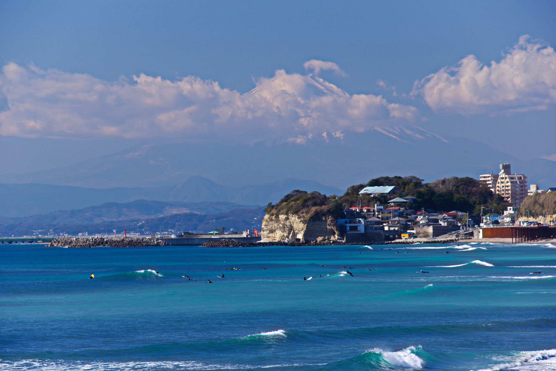 日本の風景 湘南の海と富士山 壁紙19x1280 壁紙館