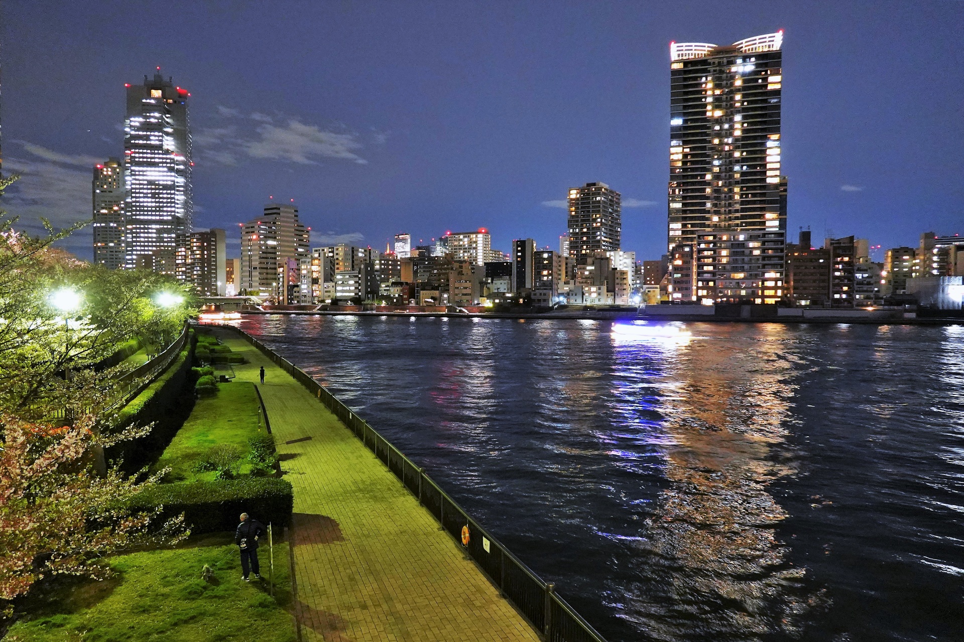 夜景 花火 イルミ 隅田川テラスの夜景 壁紙19x1280 壁紙館