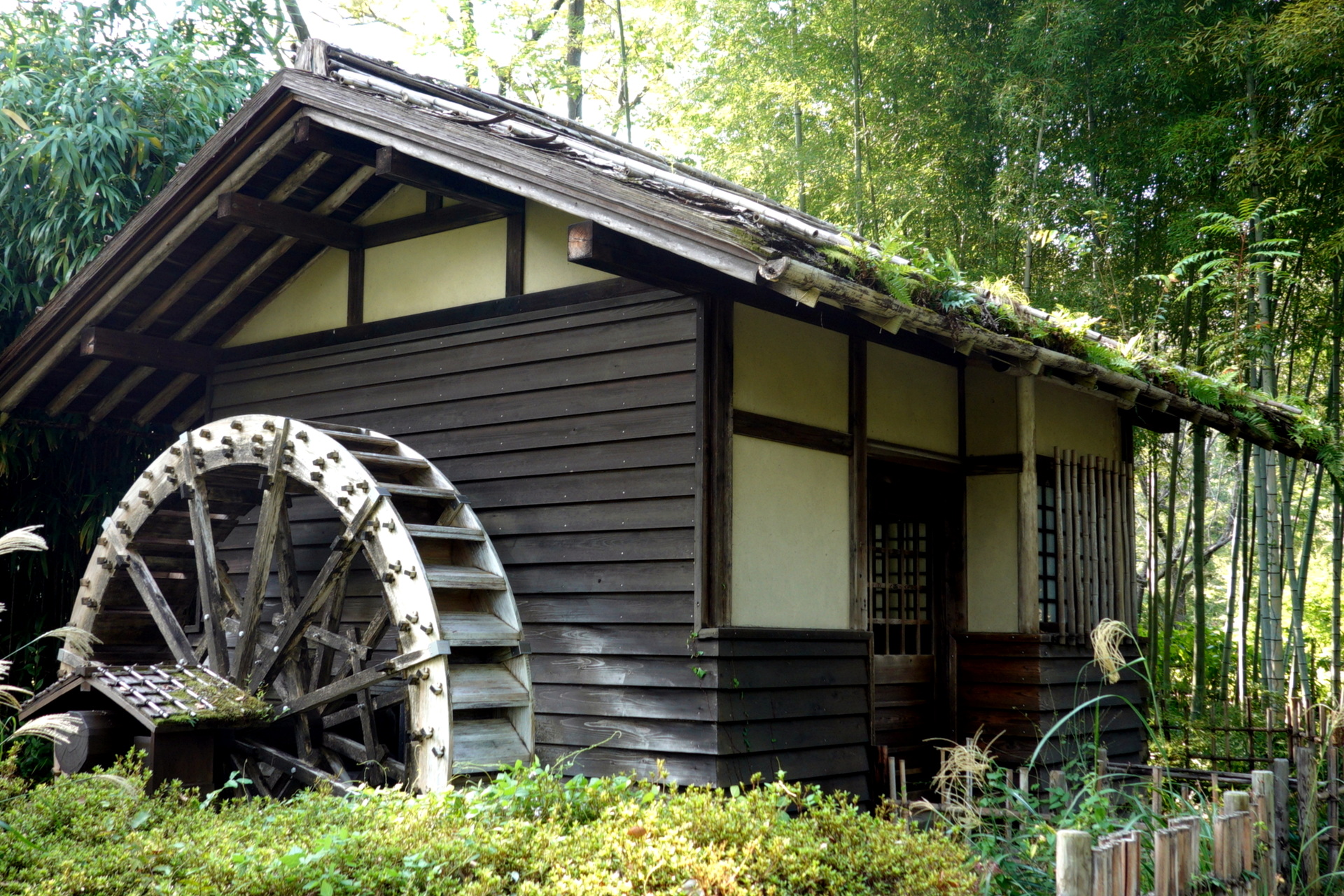 日本の風景「水車小屋と竹林」壁紙1920x1280 - 壁紙館