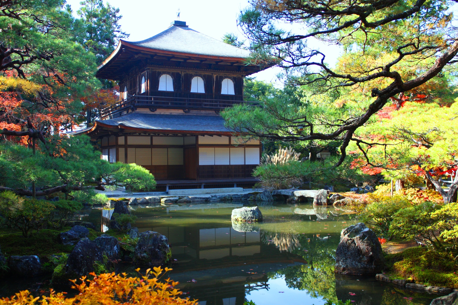 日本の風景 銀閣寺紅葉 壁紙19x1280 壁紙館