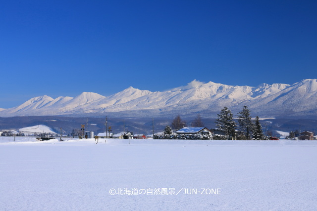 冬晴れの十勝岳連峰