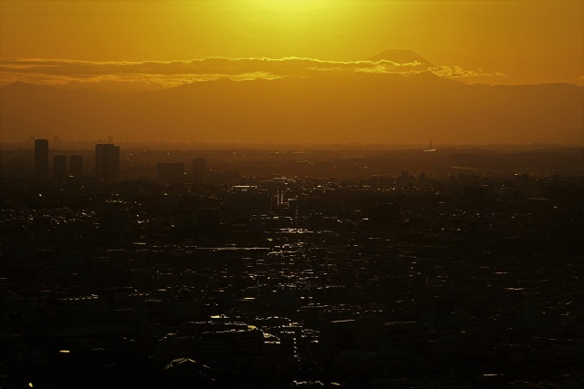 ダイヤモンド富士直前の風景