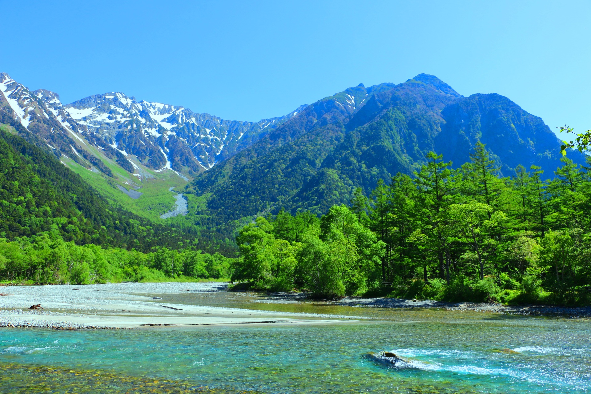 日本の風景 新緑の上高地 壁紙19x1280 壁紙館