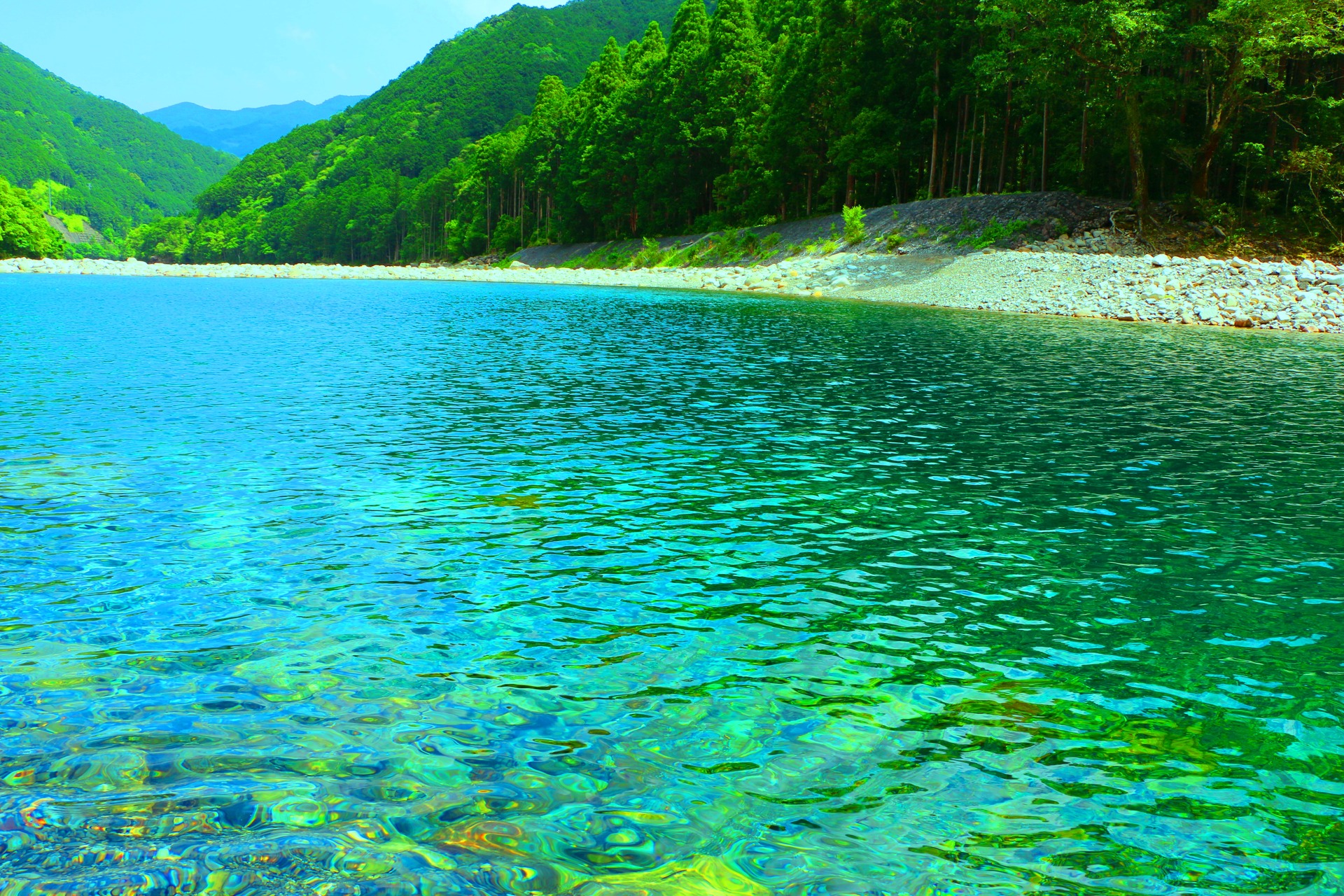 日本の風景 新緑の清流銚子川 壁紙19x1280 壁紙館