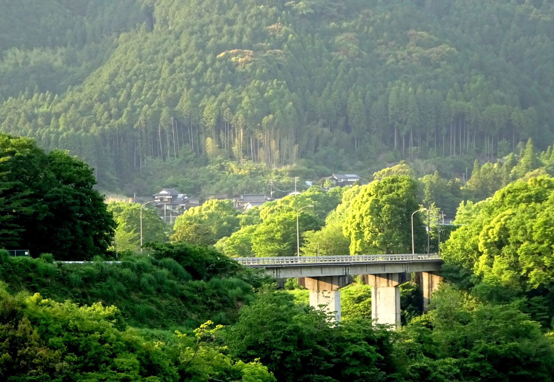 日本の風景 山間部の橋と山の集落 壁紙19x1322 壁紙館