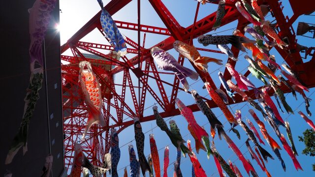東京タワーと鯉のぼり