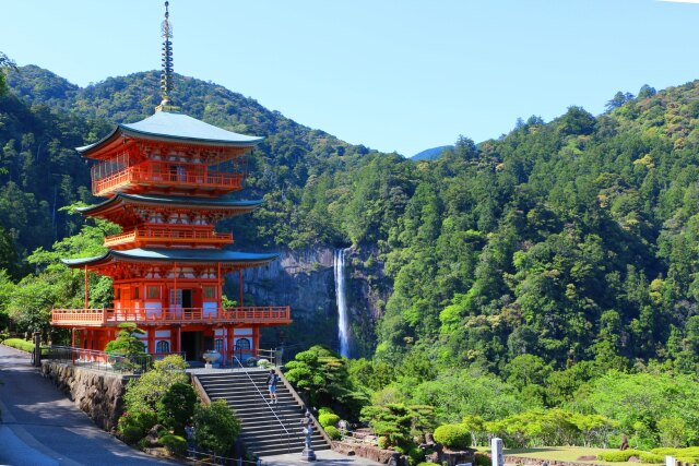 春の那智大社と滝