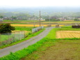 梅雨空模様の田舎道