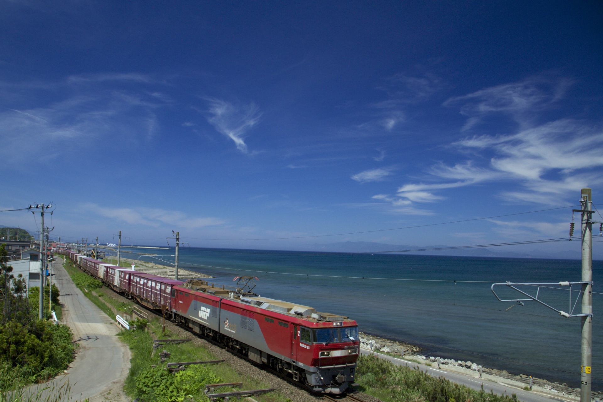 鉄道 電気機関車 陸奥湾を望む 壁紙19x1280 壁紙館