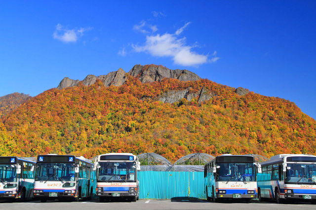 じょうてつバスと八剣山の紅葉