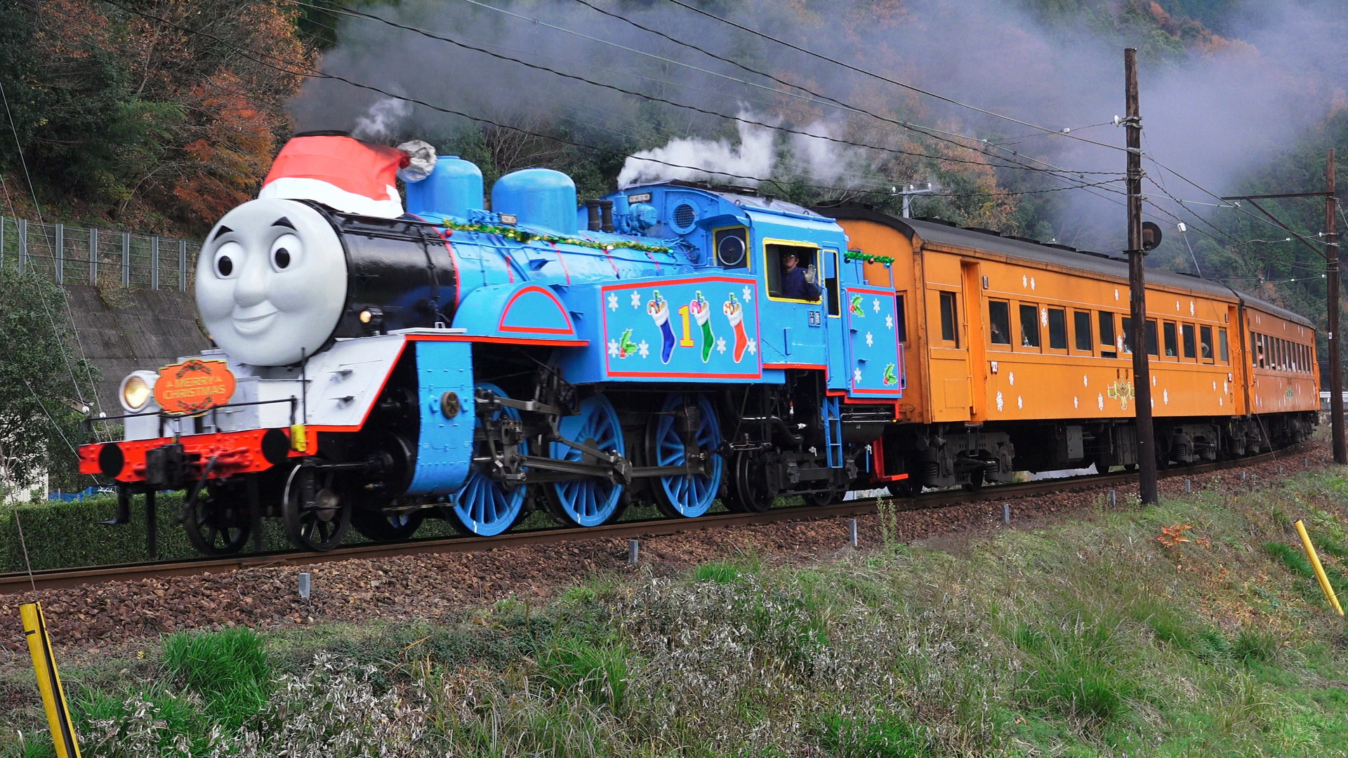 鉄道 蒸気機関車 爆走サンタのトーマス 壁紙19x1080 壁紙館